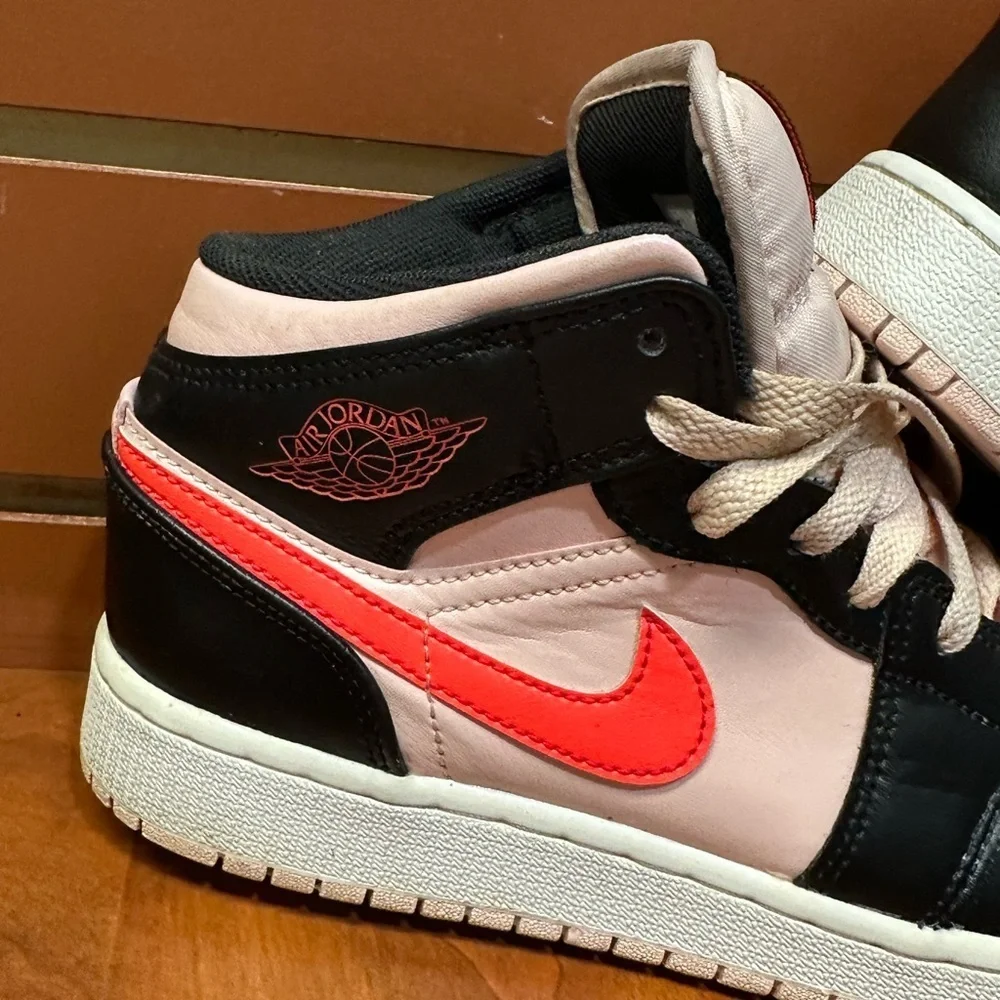 Nike Air Jordan Mid Black and Pink with Red Swoosh